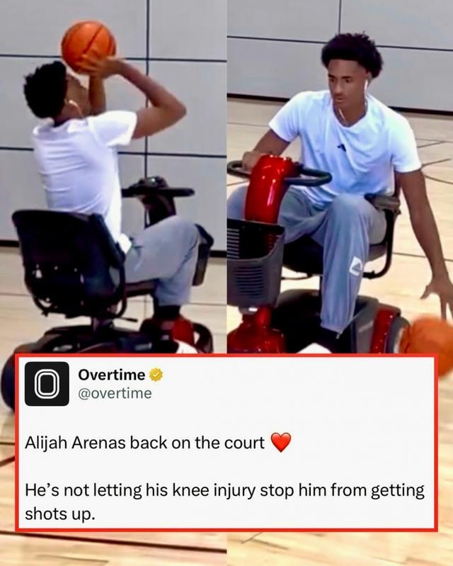 开云-此前遭遇半月板撕裂！阿里纳斯儿子阿利贾开玩具车到球场训练投篮